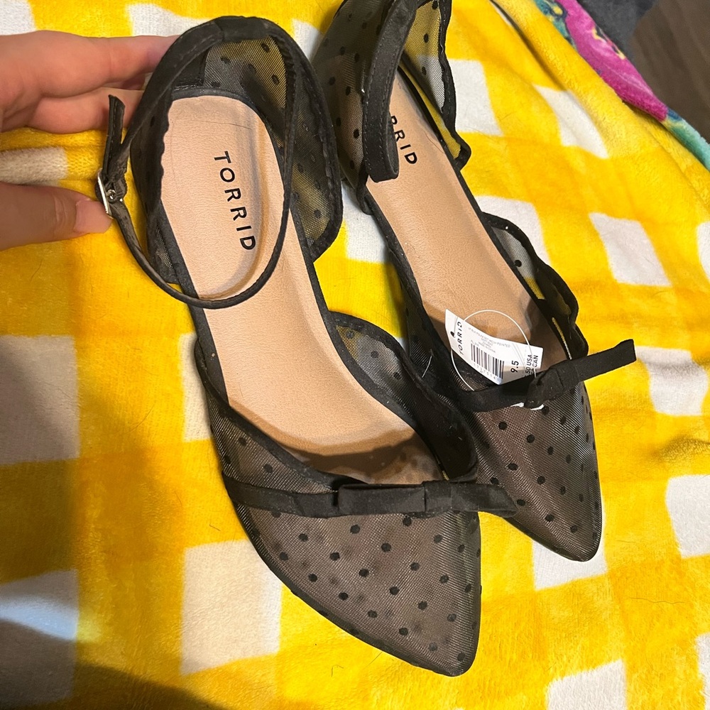 Torrid Black Mesh Polka Dot Flats
